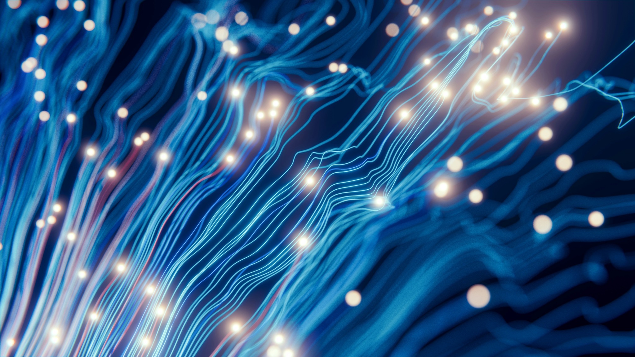 Abstract streams of public information converging into visible signals